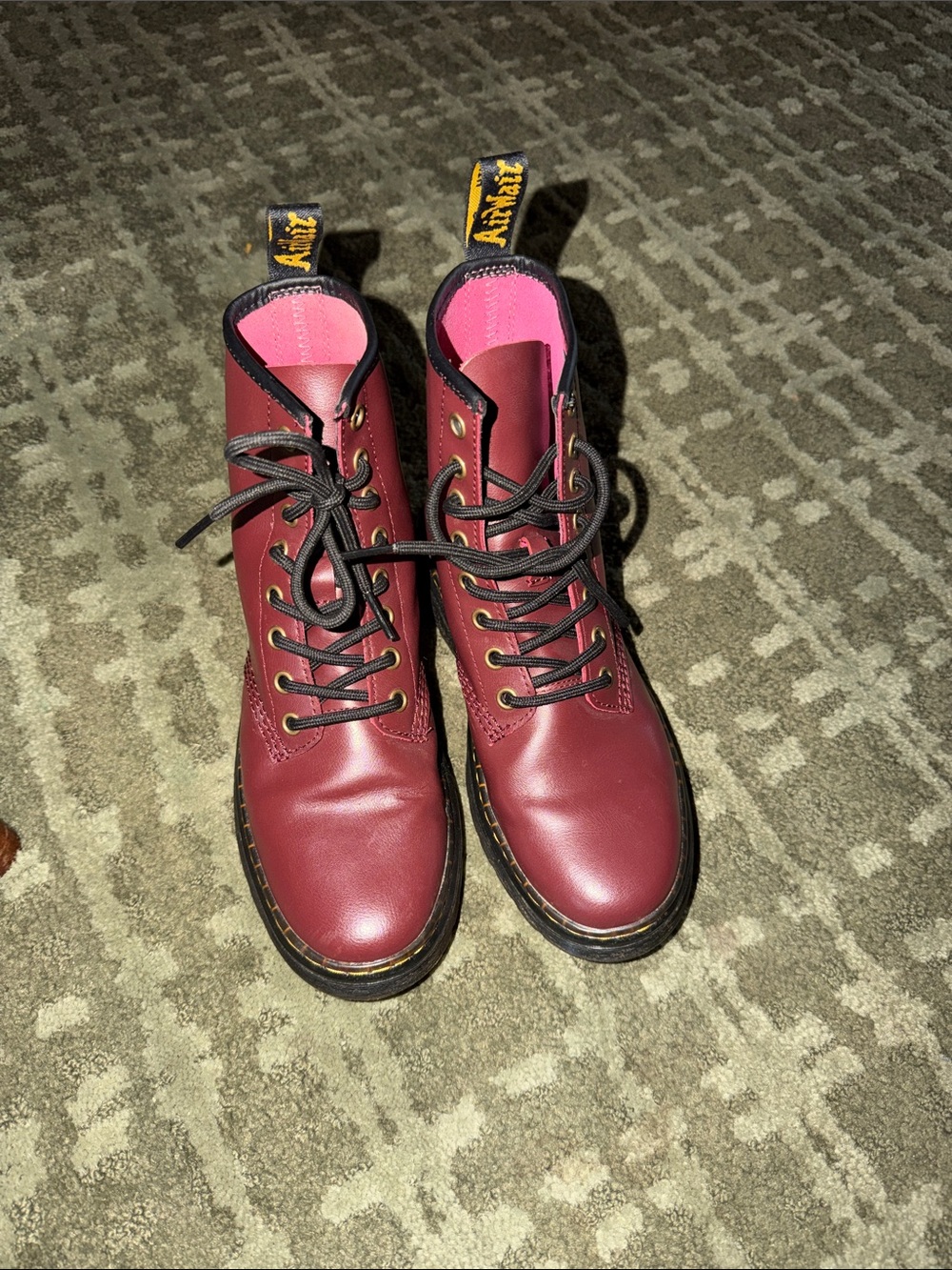 NWOT Dr Marten Zavala Unisex Deep Cherry Red Combat Boots Size 6 Womens 5 men’s